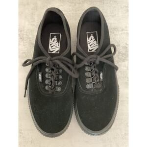 Vans Black Canvas Suede Platform Shoes M 6.5 W 8 Unisex Skate Walking Casual